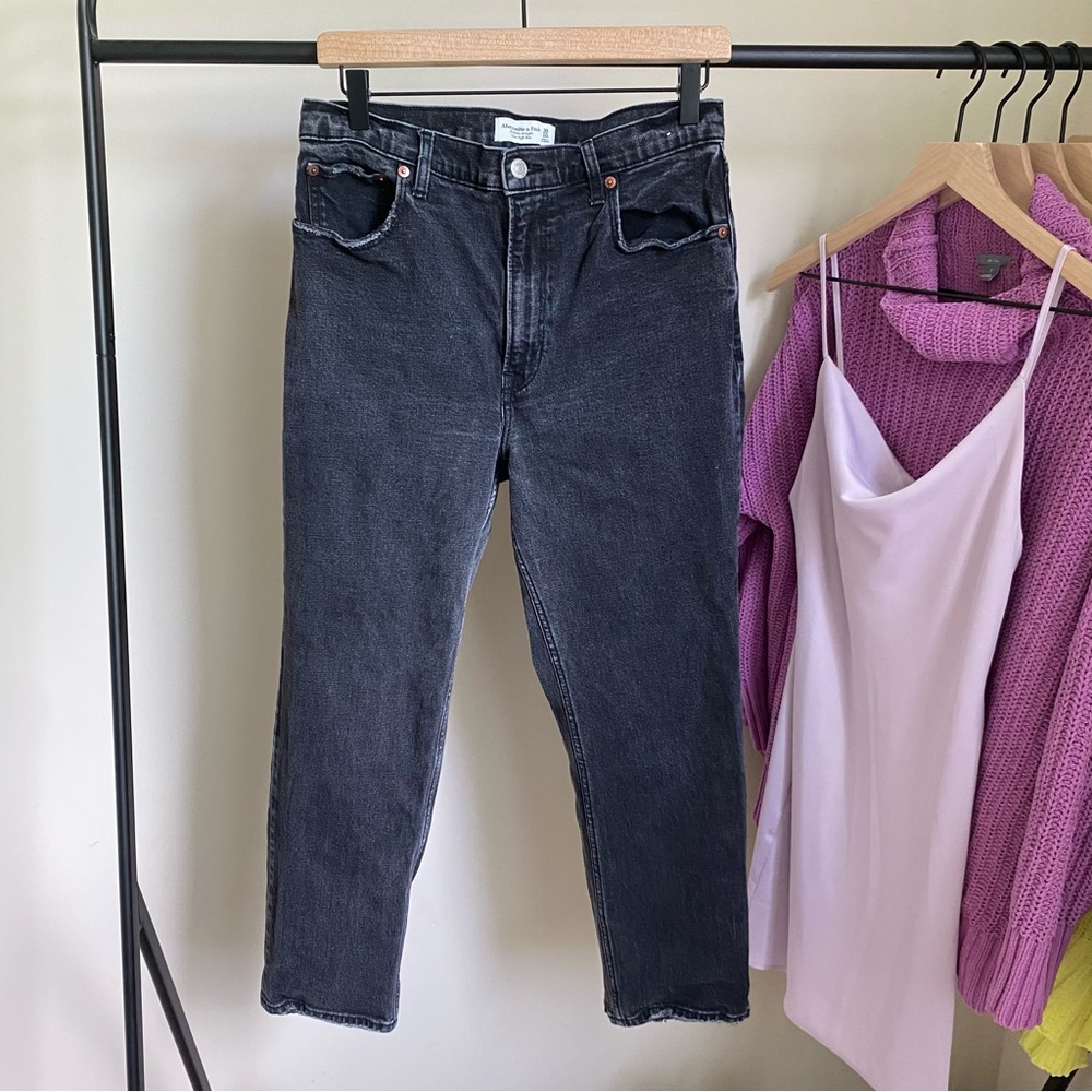 A&F The Ankle Straight Ultra High Rise Jeans